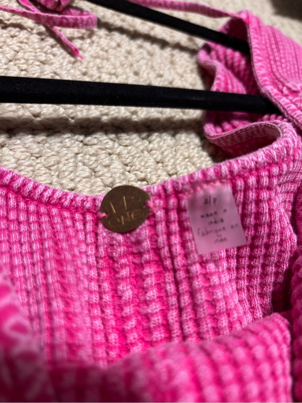 Free people Hot Pink Textured waffle Sleeveless Jumpsuit - Picture 3 of 5